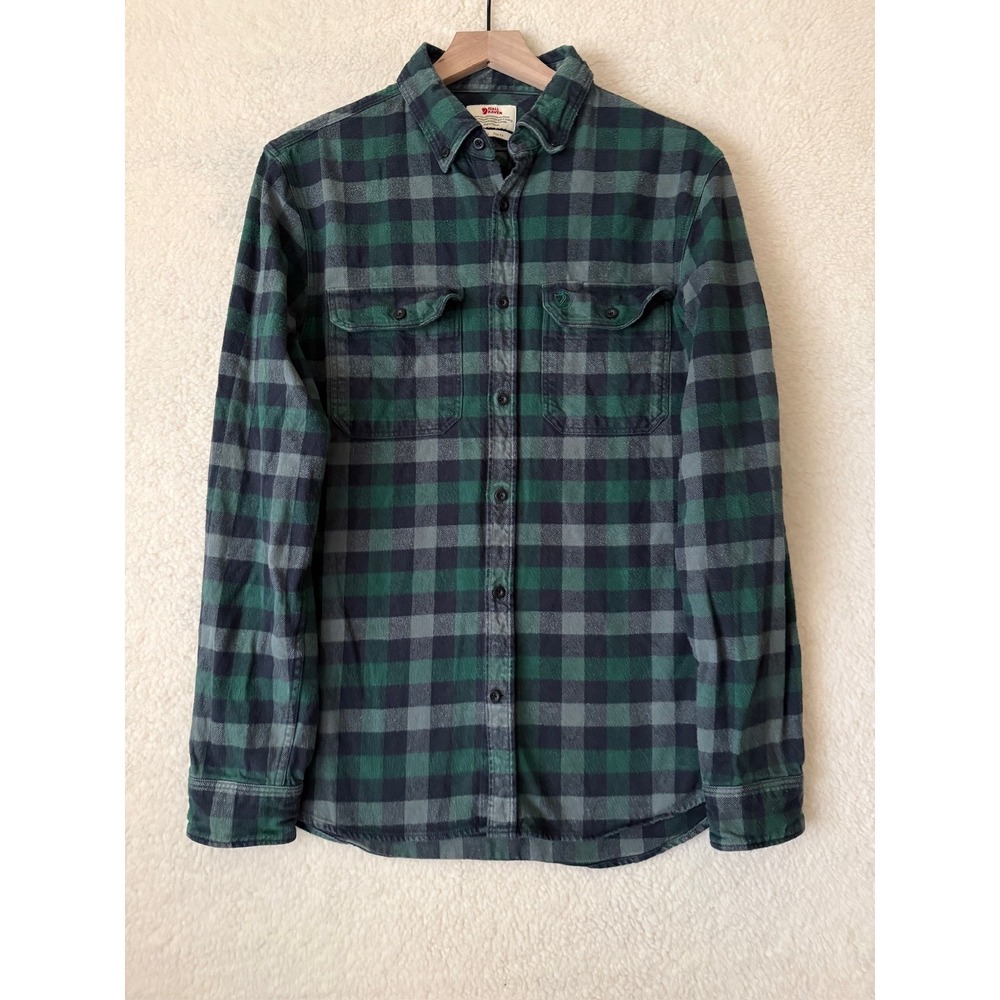 Fjallraven Shirt Mens Large Green Plaid Skog Flannel LS Button Up Outdoor